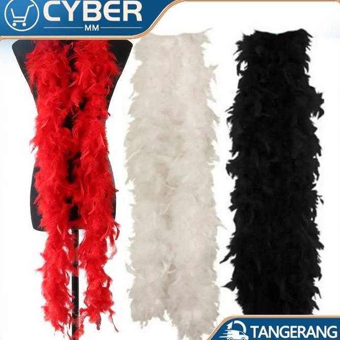 DEFAECO 2m Selendang Bulu Ayam Karnaval Pesta Syal Bulu Ayam Bulu Kalkun