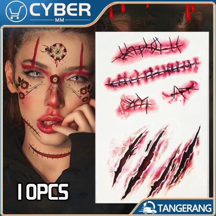 DEFAECO 10 Buah Stiker Luka Jahitan Waterproof Tatto Luka Temporer Palsu