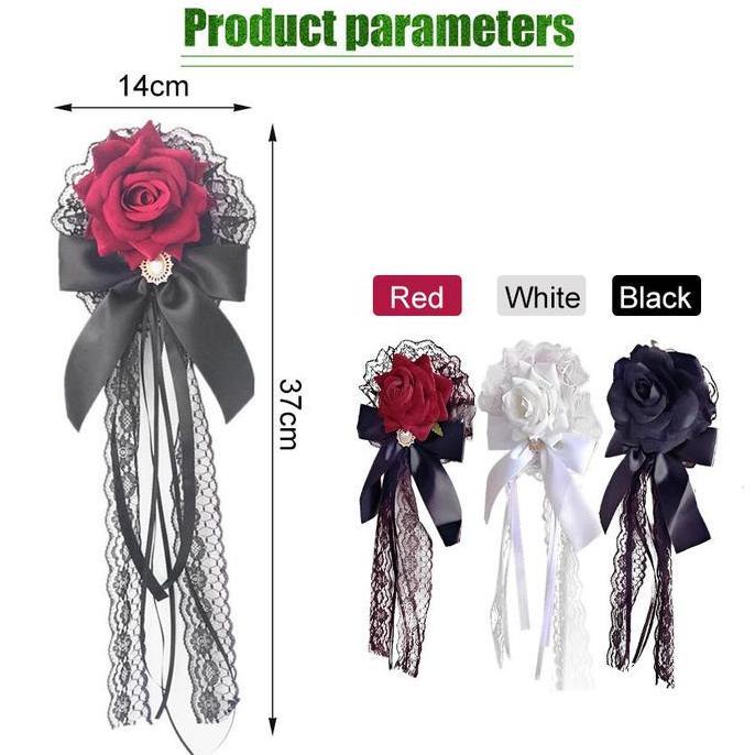 BLAZONE Rose Lace Hair Clip Jepitan Hiasan Rambut Wanita Cosplay Lolita Gothic Bunga Mawar Cantik Be