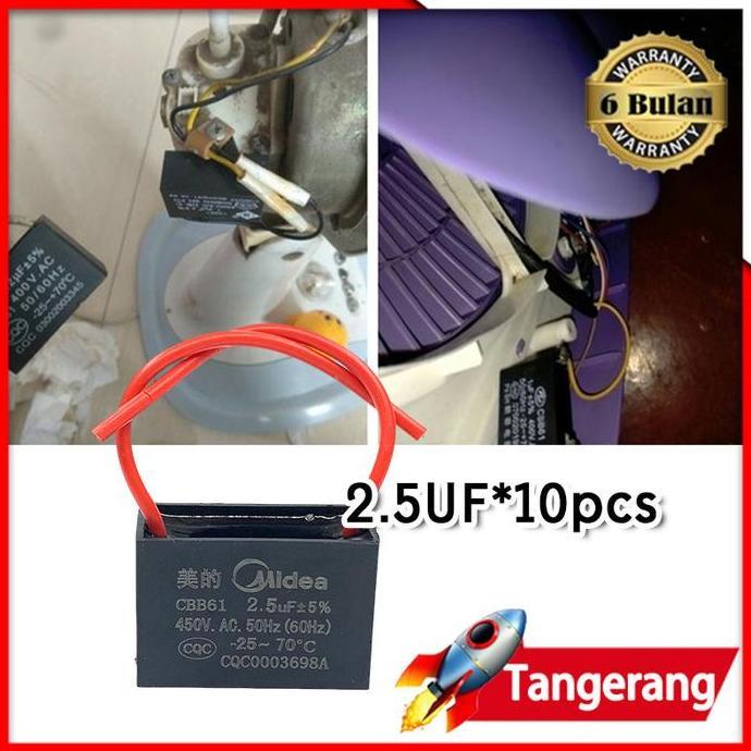 CHONELIO Kapasitor Segi Kotak 2.5 Uf CBB61 / Kapasitor Kipas Angin 2.5 Uf