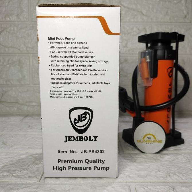 Pompa Injak JEMBOLY JP-PS4302 Untuk Ban Sepeda Dan Motor