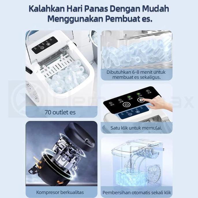 LENODI Mesin Pembuat Es, 1.6L Mesin Es Batu, Pembuatan Es Cepat, Pembersihan Mandiri,Penyimpanan Es 