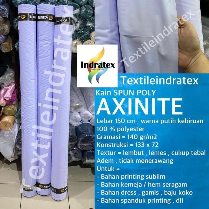 Giocare- ( Per 1 Meter ) Kain Spun Poly Axinite Polyester Tetoron Katun Tc Putih Kebiruan Lebar 150 