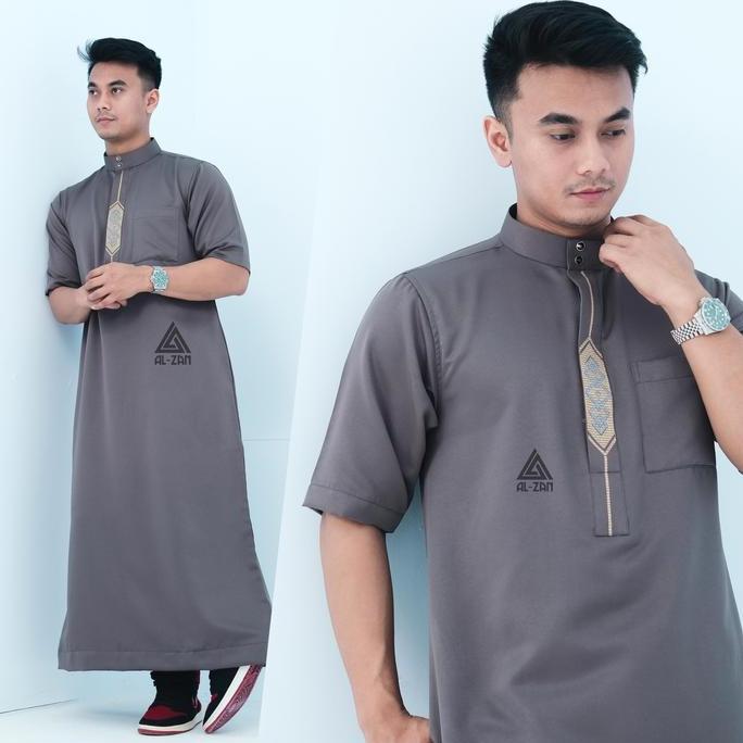 Wekup Jubah Pria Muslim Reguler Jubah Gamis Pria Lengan Pendek Bordir Busana Muslim Baju Jubah Musli