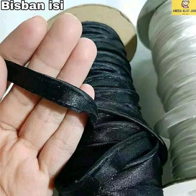Giocare- Cod 1 Roll Bisban Isi Bahan Satin - Bis Isi - Lis Baju Putih & Hitam