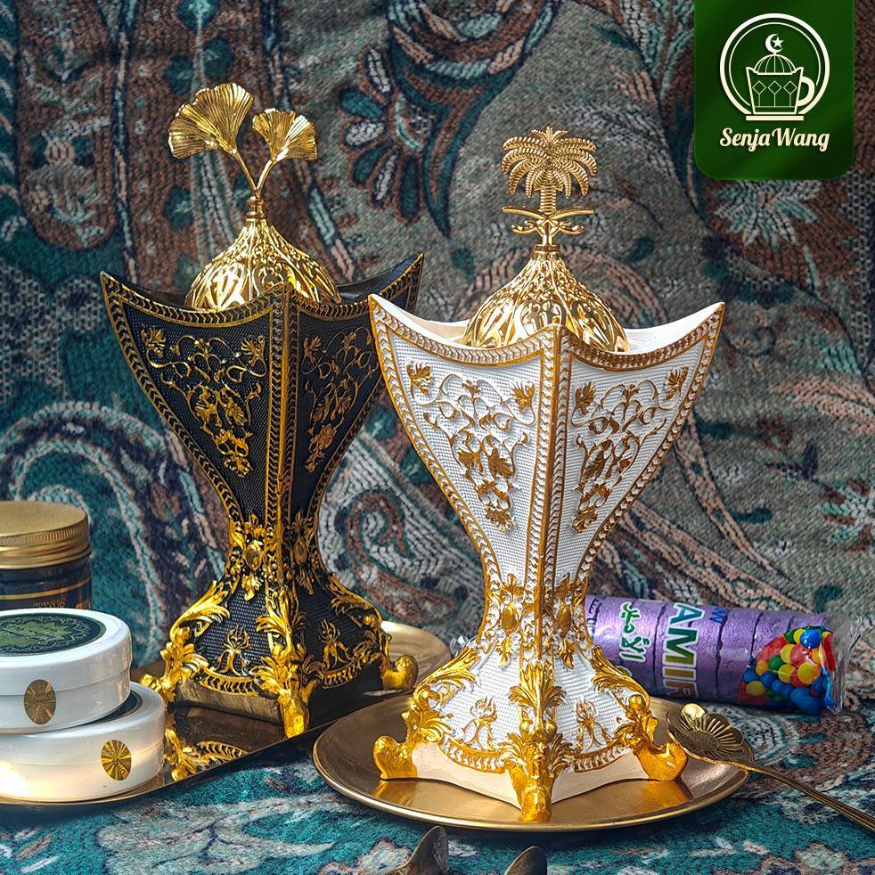 Tempat Bakar Dupa Bulat Arab Antik Resin Mewah Dupa Bakar Arab Dupa Bakar Kotak Mewah Bentuk Cawan D