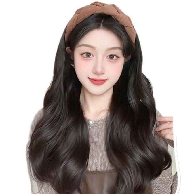 Capelli- Aegyoshoppe - Wig Bando Korea H2105W Wavy Rambut 80 Cm Fiber Jepang Kanekalon Premium Matte