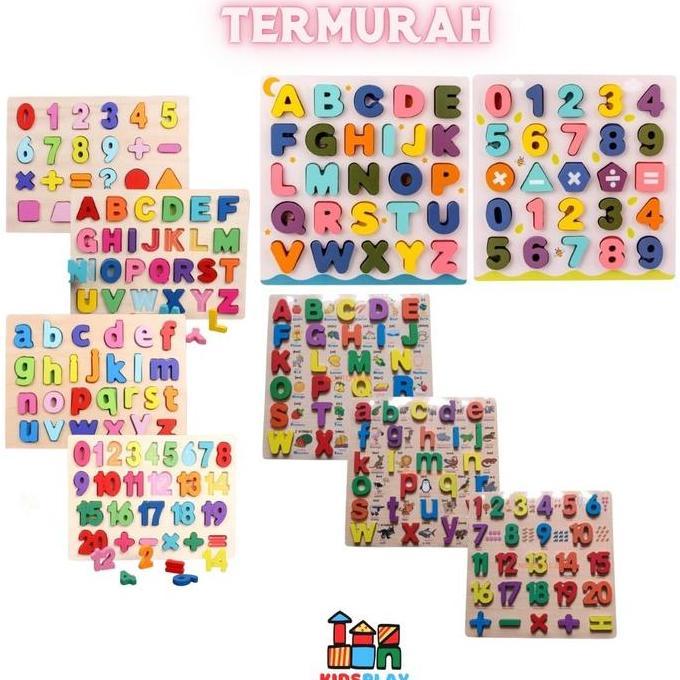 5GAGAMISANY - CHUNKY PUZZLE ABC 123 CHUNKY PUZZLE PRINT NEW PUZZLE KAYU PASTEL