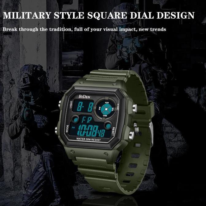 Cloknlok- Biden Jam Tangan Pria Digital Militer Olahraga Tahan Air Tali Silikon  Ynr001
