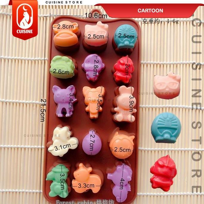 TERLARIS [COD] Cetakan Puding Coklat fondant Kartun Bentuk Ultraman Doraemon Hello Kitty Snoopy Lucu