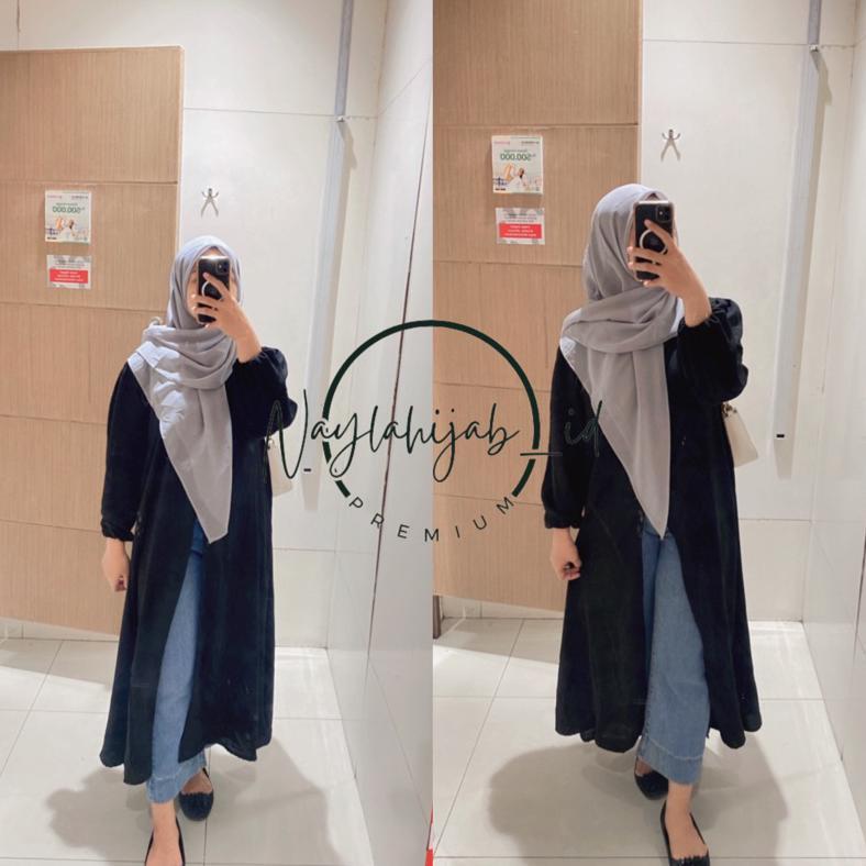 HOT TUNIK OUTER CRINKLE LENGAN KARET TUNIK OUTER AYRIN CRINKLE BELAH DEPAN PANJANG/QUINA DRESS / DRE