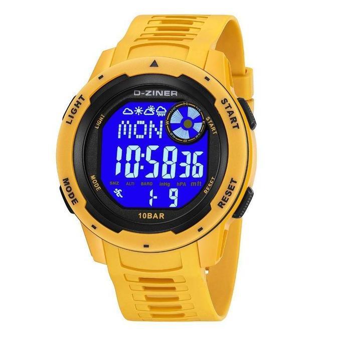 Cloknlok- Dziner Jam Tangan Pria Dziner 8351 Rubber Double Time Water Resistant 3 Atm Kaca Stainless