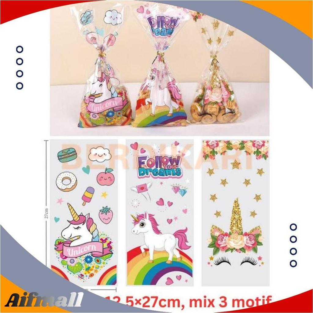 BD Plastik Hadiah Ulang Tahun Unicorn isi 50 lembar Bingkisan Snack Ulang Tahun Karakter Lucu Plasti