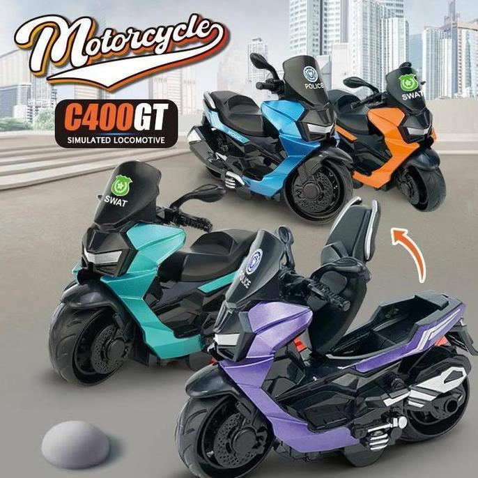 badawali_lembah - motor mainan anak desain realistis - tahan banting & tahan lama, jok bisa dibuka, 