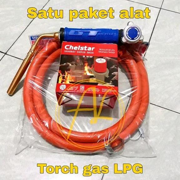 PAKET LENGKAP ALAT LAS LPG TORCH GAS DENGAN REGULATOR TEKANAN TINGGI DAN SELANG GAS 1,8M ORIGINAL DA