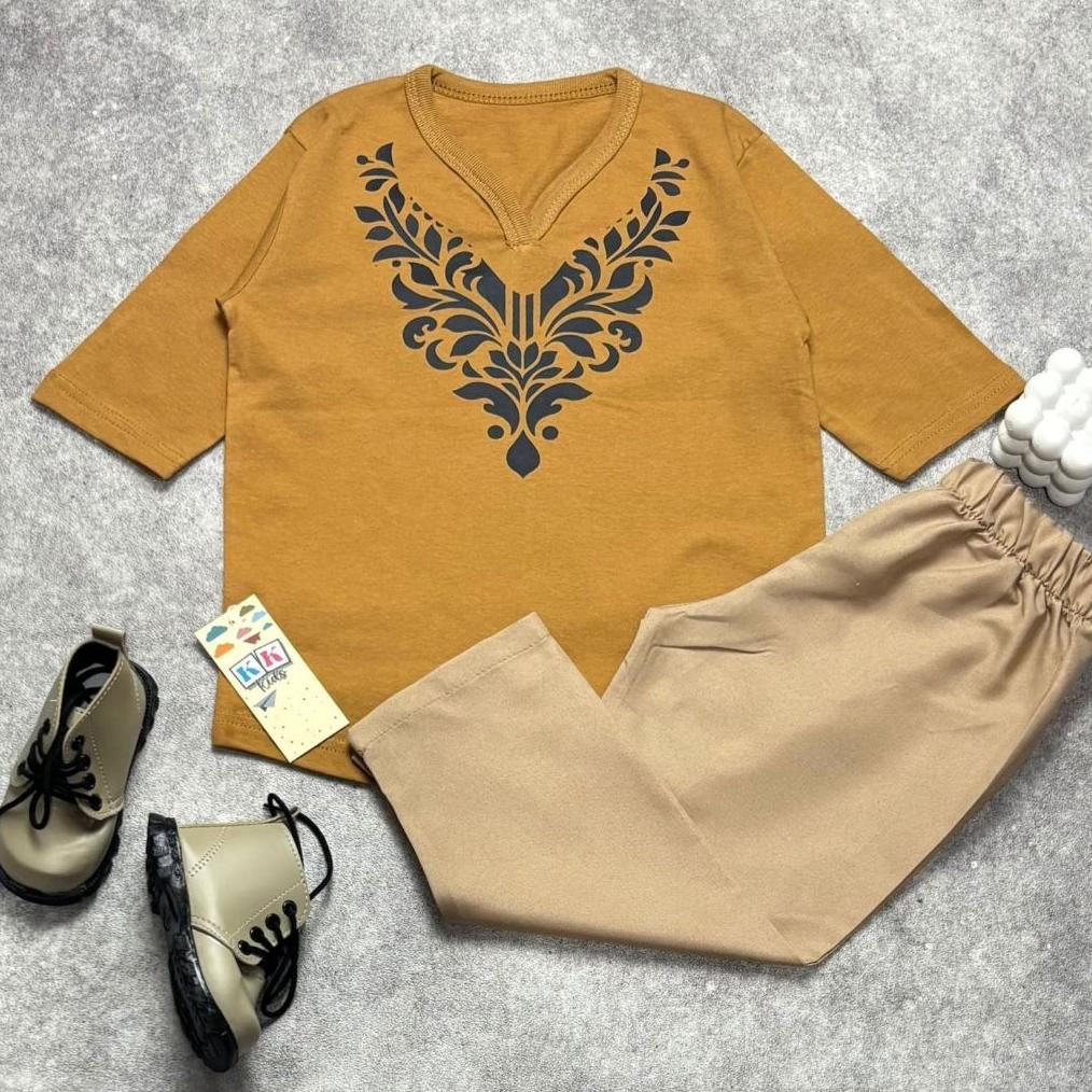 HOT SALE KK.KIDS SETELAN KAOS KOKO / KURTA ANAK DAN CELANA PANJANG COWOK USIA 1-10TH//BAJU KAOS MUSL