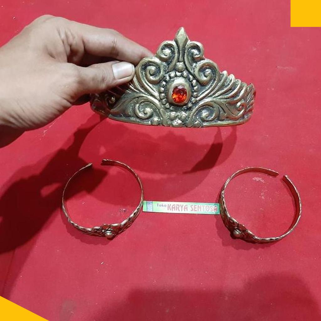 Barang Antik Mahkota Raja Kuningan Hias Batu Unik Model Kuno