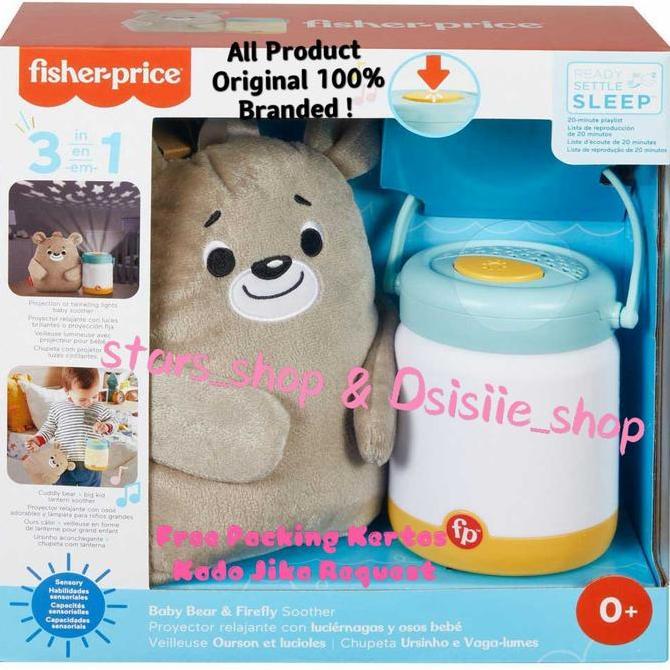 TERLARIS FISHER BABY BEAR & FIREFLY SOOTHER ORINAL / BONEKA LAMPU TIDUR