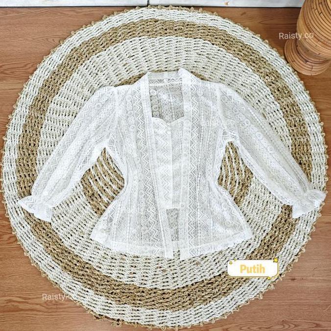 Promo / (Hanya Kebaya) Baju Kebaya Brokat Malika Bet Pecah Lengan Kerut Bali Wisuda Modern Murah