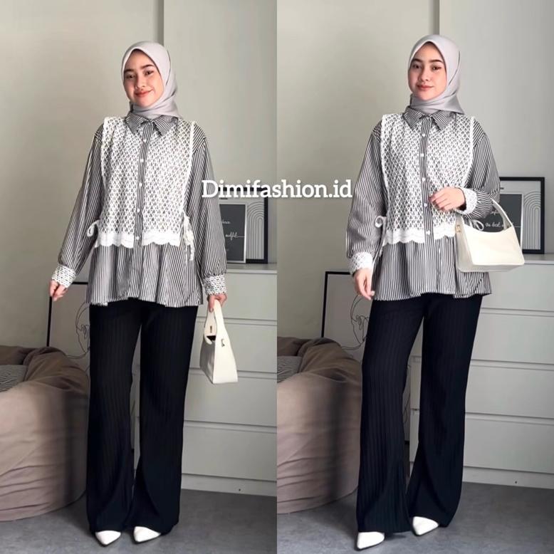 Official Dimifashion.Id Meluna One Set(Atasan+Celana+Hijab) Outfit/One Set Kondangan