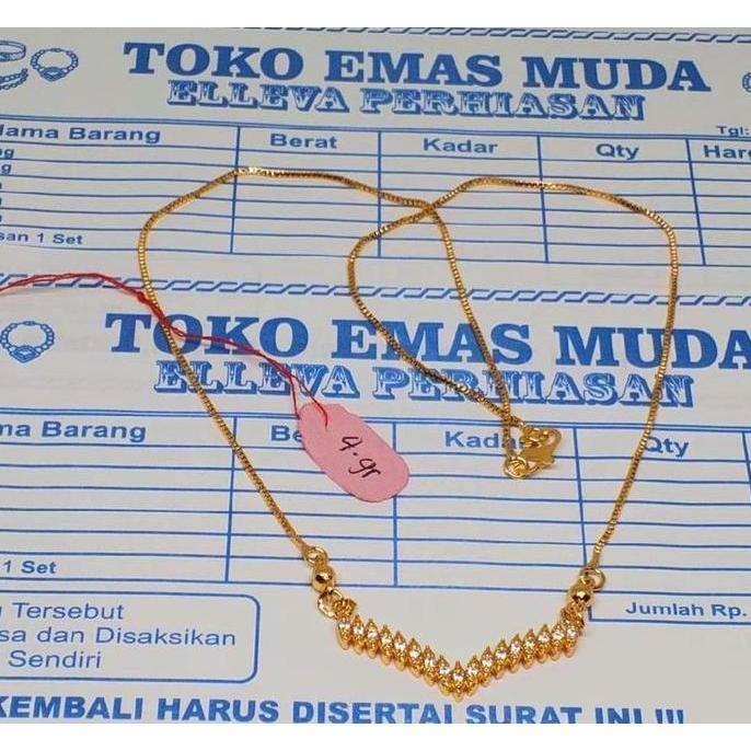 Sparkling- Kalung Fuji Premium Mewah Elegan Berlapis Emas Muda Perhiasan Fashion Dapat Surat Dari To