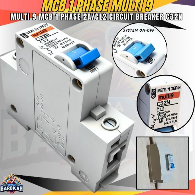 Mcb Merlin Gerin Multi9 1P 2A Miniature Circuit Breaker Pemutus Arus 1 Phase 2 Ampere Multi9 C32N Ku