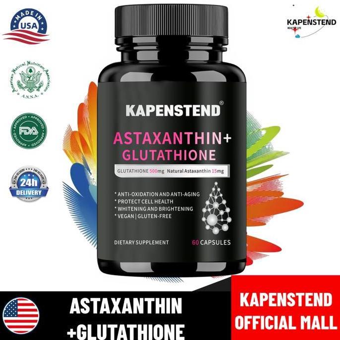 Foirfe- Kapenstend Astaxanthin Glutathione,  Melindungi Sel, Astaxanthin Alami, 15Mg