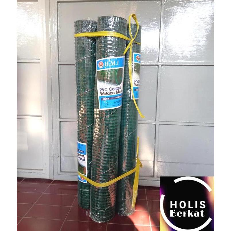 Kawat Loket Ram Pvc / Kawat Ayakan / Kawat Hijau 1/2" X 90 Cm X 10 M