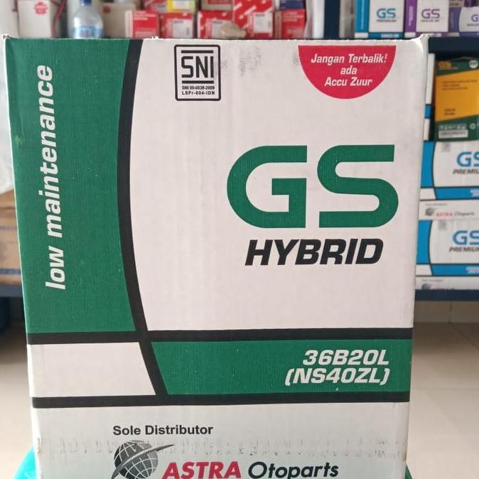 BEBAS ONGKIR - AKI BATERAI MOBIL GENSET GS ASTRA HYBRID NS40ZL/36B20L/NS 40ZL