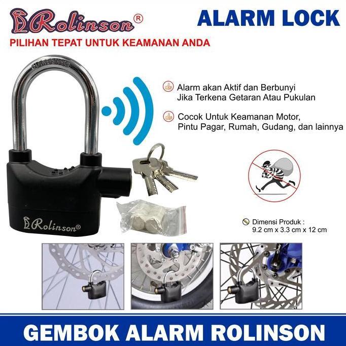 Gembok Alarm Panjang 12 Cm Anti Maling Padlock Rolinson