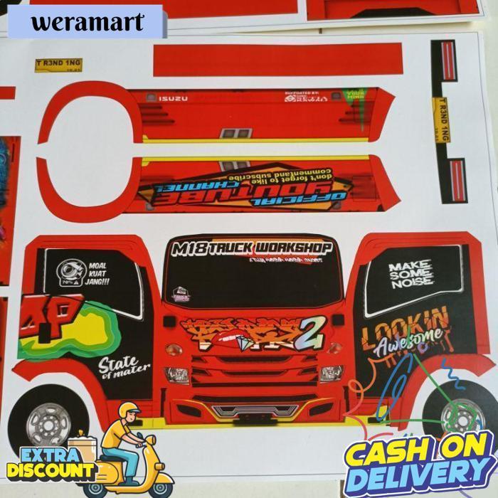 Stiker Pola Miniatur Truk Oleng Wahyu Abadi 02 Terbaru ( Jumbo 45 Cm )