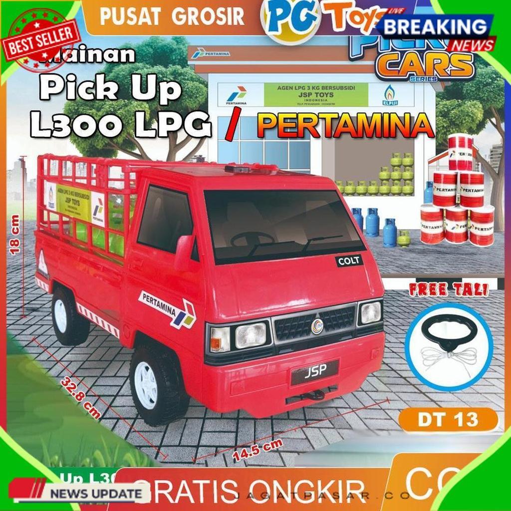 Promo Mainan Anak Mobil Pick Up L300 Pertamina Pengangkut Lpg Miniatur Tabung Gas 3Kg Dt13 Rs02