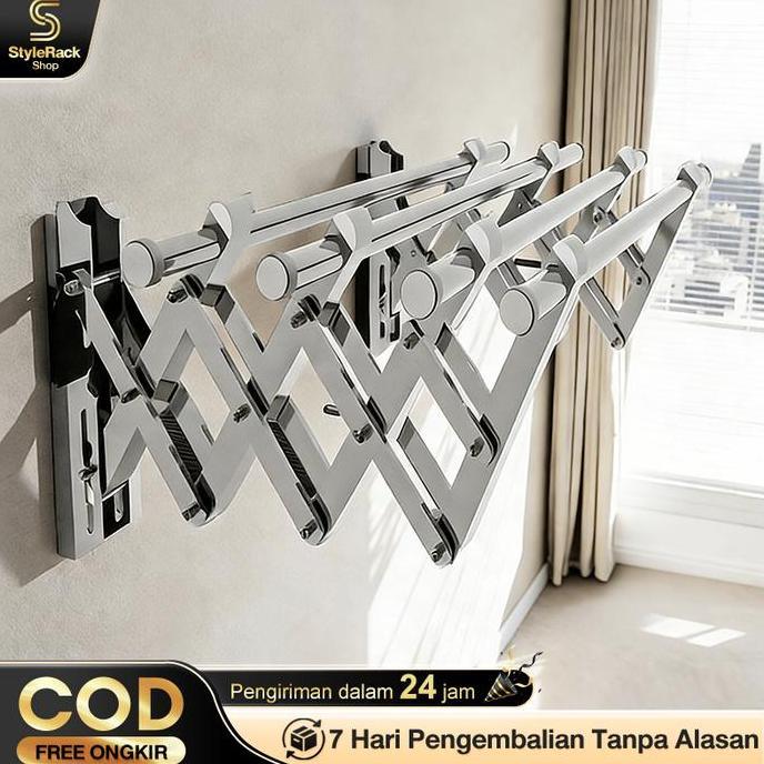 TERLARIS JEMURAN LIPAT DINDING STAINLESS JEMURAN BAJU PAKAIAN DINDING RAK JEMURAN TEMBOK GANTUNGAN J