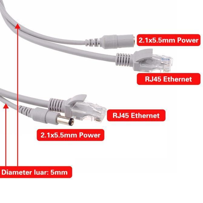 Unbopadalaran - XIHANCAM Kabel LAN RJ45 Dan Kabel Power DC 12V 2 IN 1 Kabel LAN Power CCTV Extension