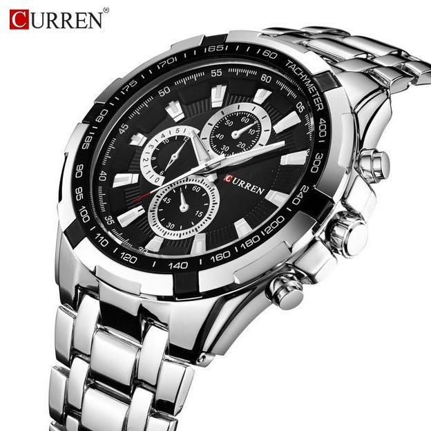 Terlaris Curren 8023 Jam Tangan Pria Analog Stainless Steel Chronograph Tidak Aktif 46Mm Currenos