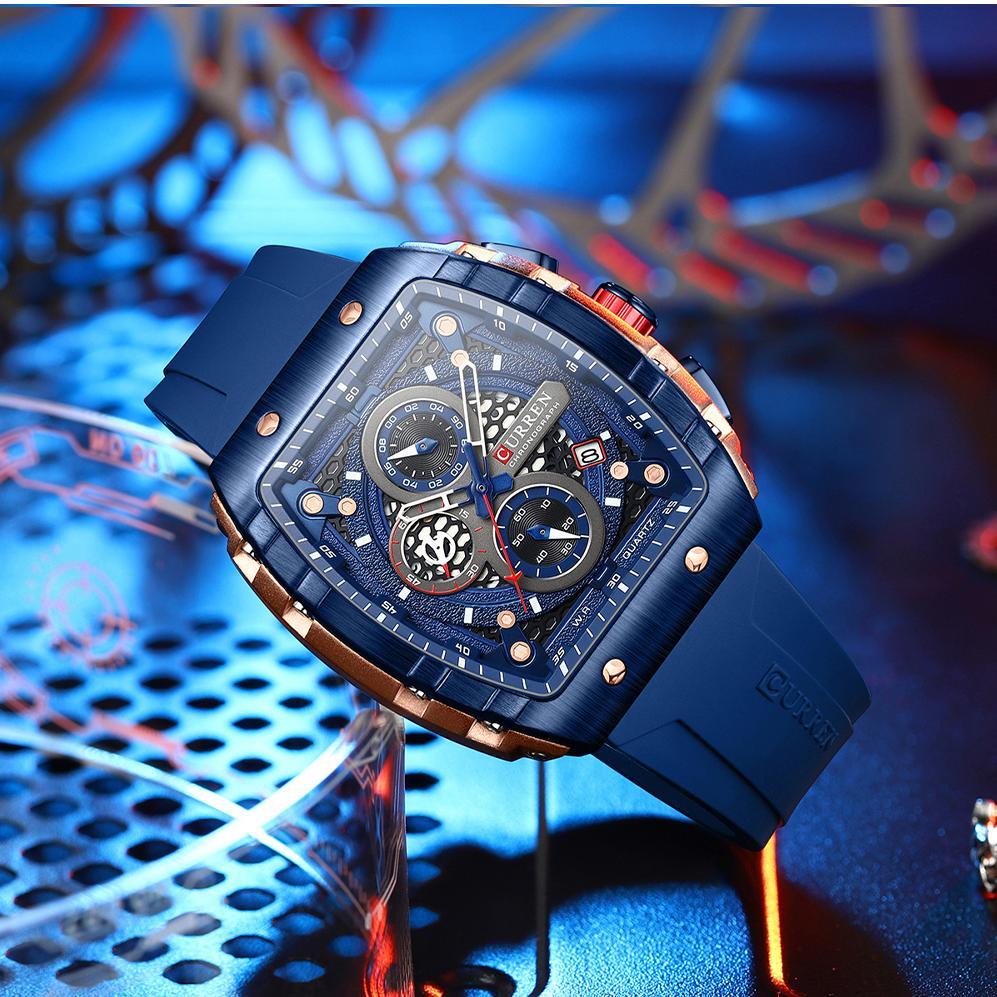 Promo Curren 8442 Jam Tangan Pria Analog Chronograph Aktif Tali Silicone Currenos