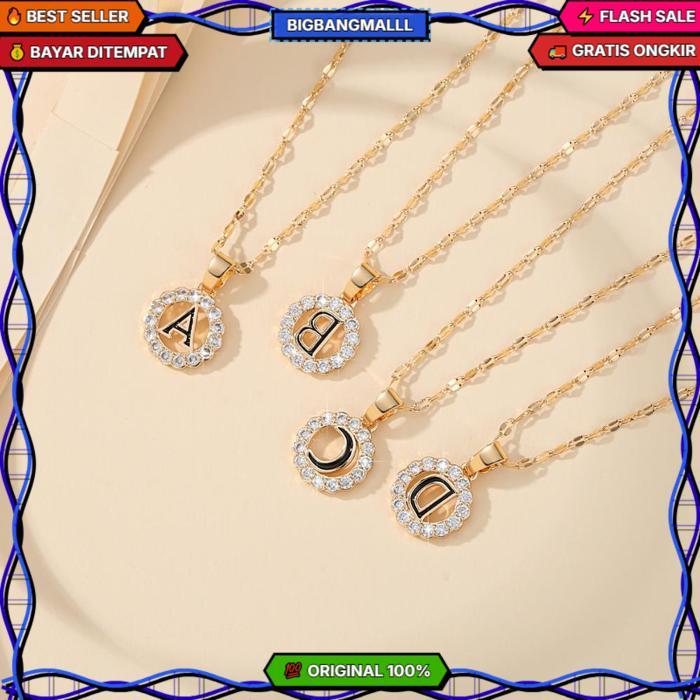 Lanmi Jewelry Kalung Titanium Huruf Wanita Anti Karat Lapis Emas Perhiasan Luntur Rose Gold Huruf Ak