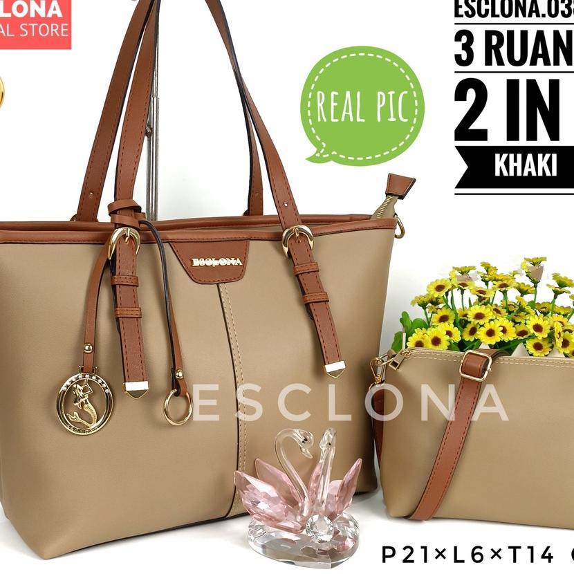 Tas Wanita Tas Selempang Fashion Shoulder Tote Bag Laptop Import Kuliah Kantor Kerja Esclona 038
