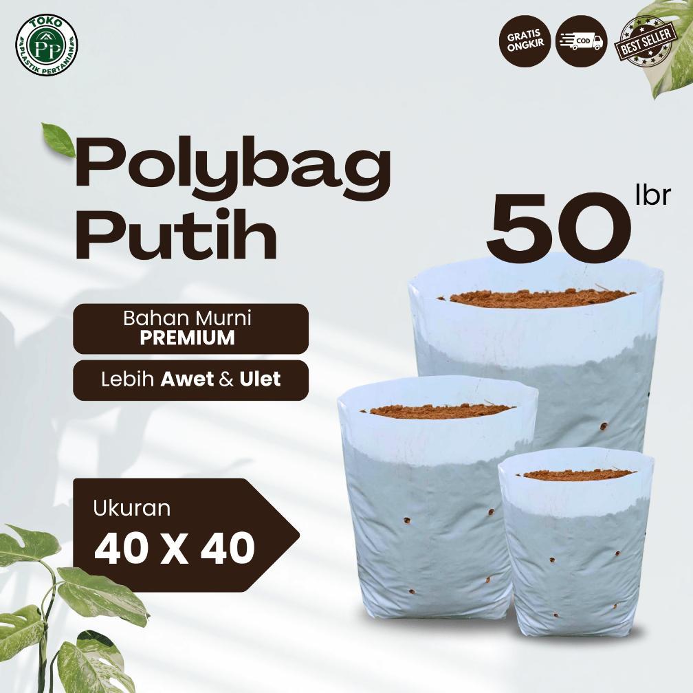 Polybag Putih 40 x 40 Isi 50 Lembar - Polybag Putih / Putih-Hitam