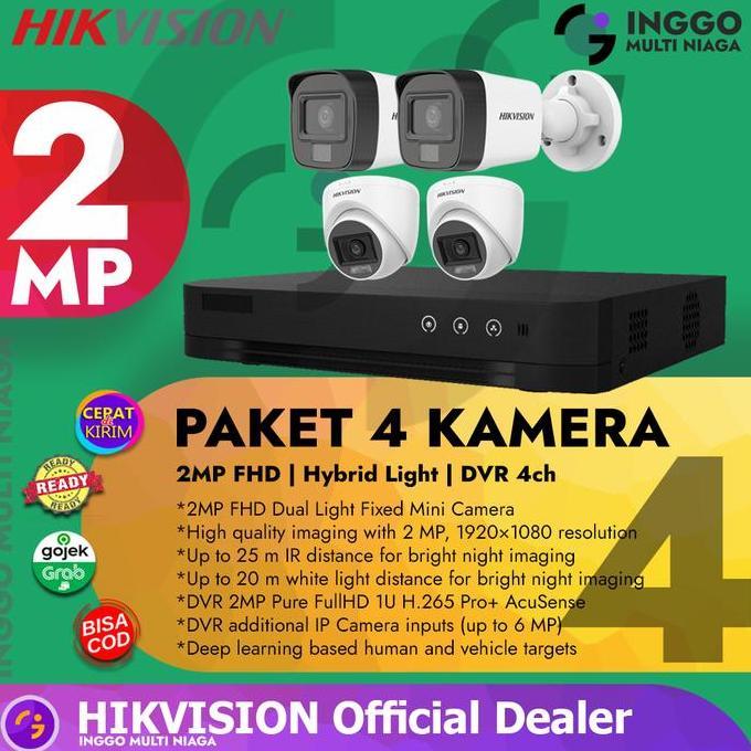PAKET CCTV 4 KAMERA 2MP HIKVISION MURAH HDD 1TB