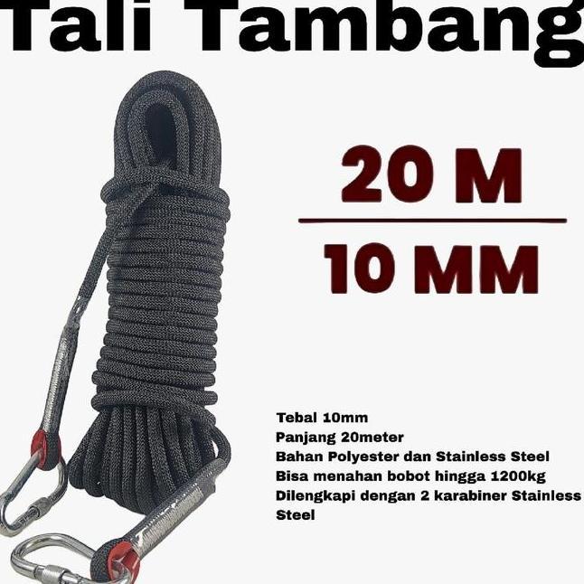 Tali 10Mm Tali Panjat Tebing Polyester 20 Meter