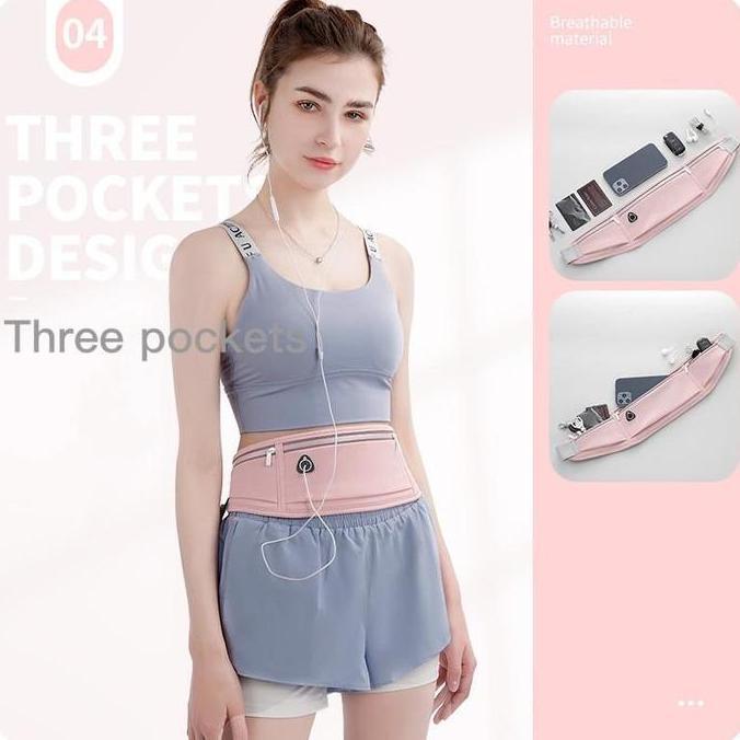 Tas Pinggang Lari Tas Pinggang Tas Lari Unisex Slim Belt Fanny Pack Kebugaran Pinggang Kantong Tas D