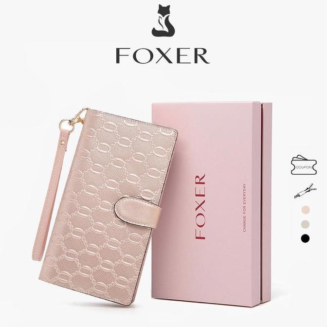 Dompet Minimalis Foxer Dompet Kulit Asli Dompet Panjang Emas Dompet Wanita Berkapasitas Besar Tempat