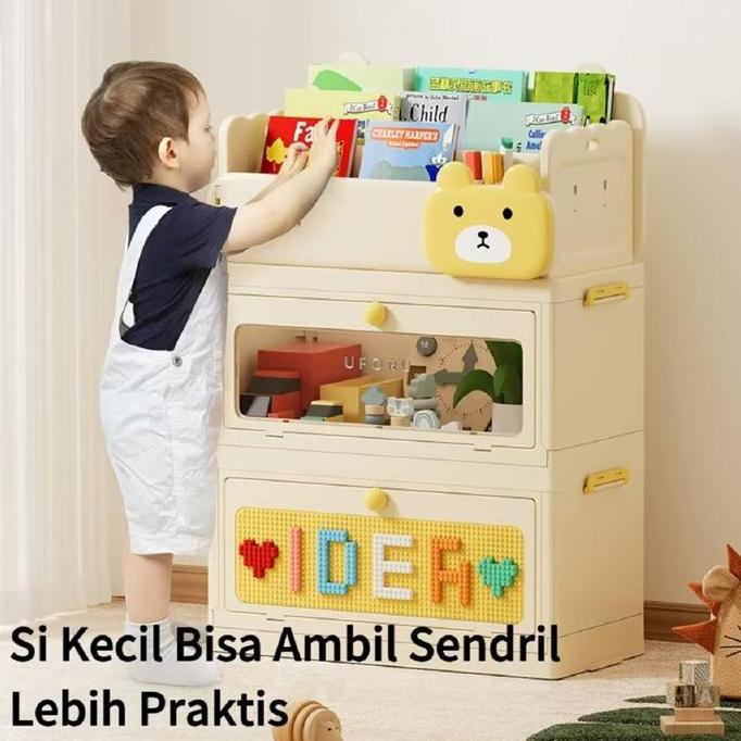 Rak Buku Anak Karakter Lucu Serbaguna Lemari Mainan Anak Multifungsi Portable Organizer K1278