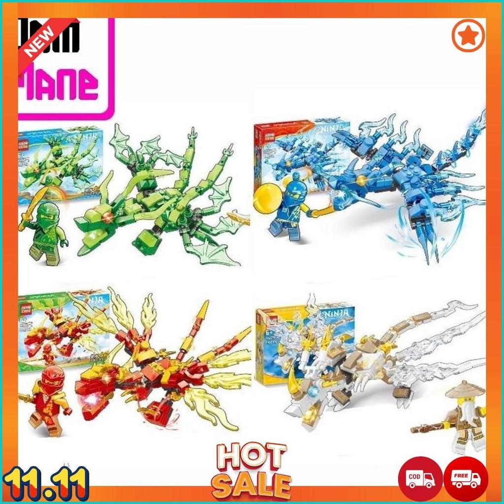 Mainan Edukasi Action Figure Ninja 4In1 Brick Robot Ninja Brick Ninja Rambut Api Koleksi [A4]
