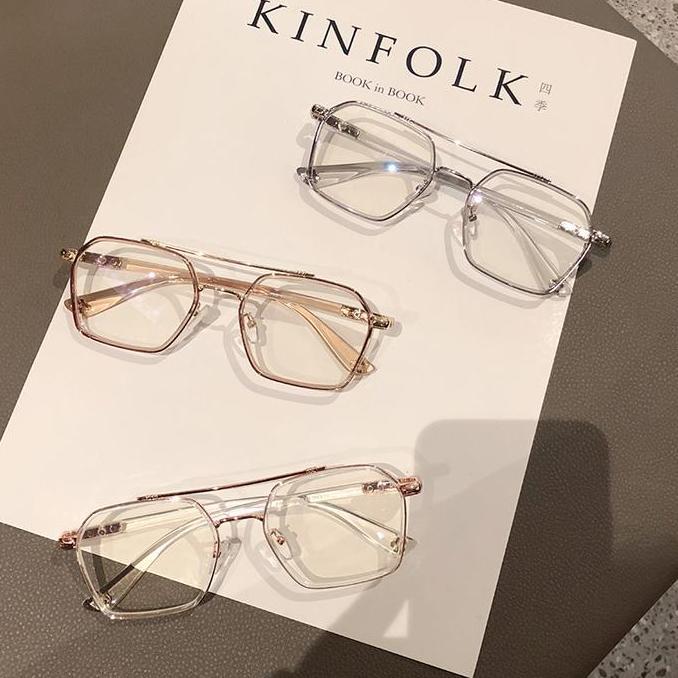OPTIK MAMA -(BELI 1 GRATIS 1)Kacamata Mewah Pria Dan Wanita Kacamata Aviator Lensa Blueray Photocrom