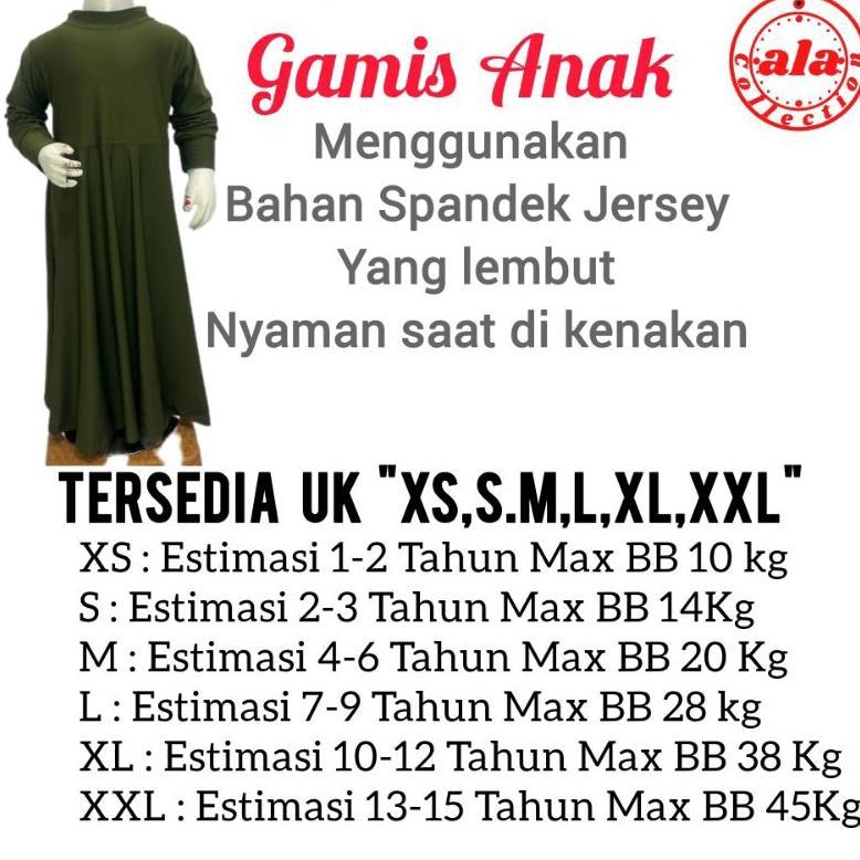 original gamis anak perempuan polos 7-15 tahun jersey premium