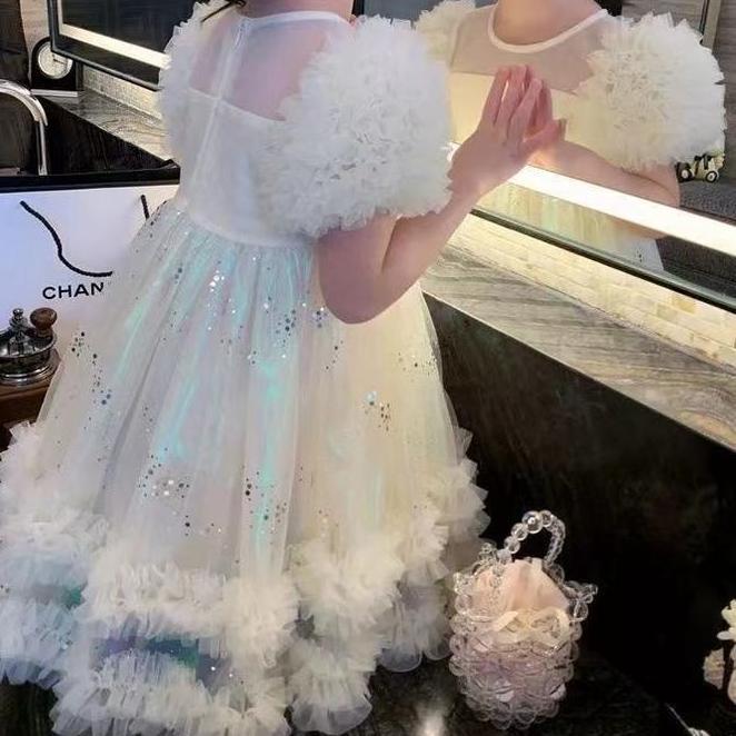 Princess Kesli 110 Tahun Gaun Apricot Dress Pesta Princess Anak Perempuan Katun Nyaman Lembut Baju U