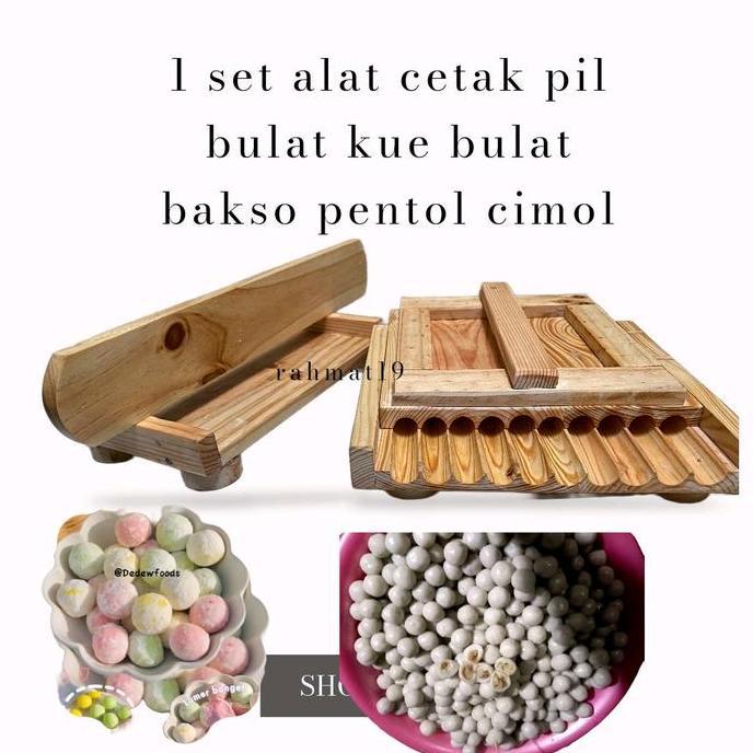 1 Set Mesin Cetak Bakso Manual 25Mm / Alat Cetak Cilok Besar Pemotong Bulat Kayu Kitchenware