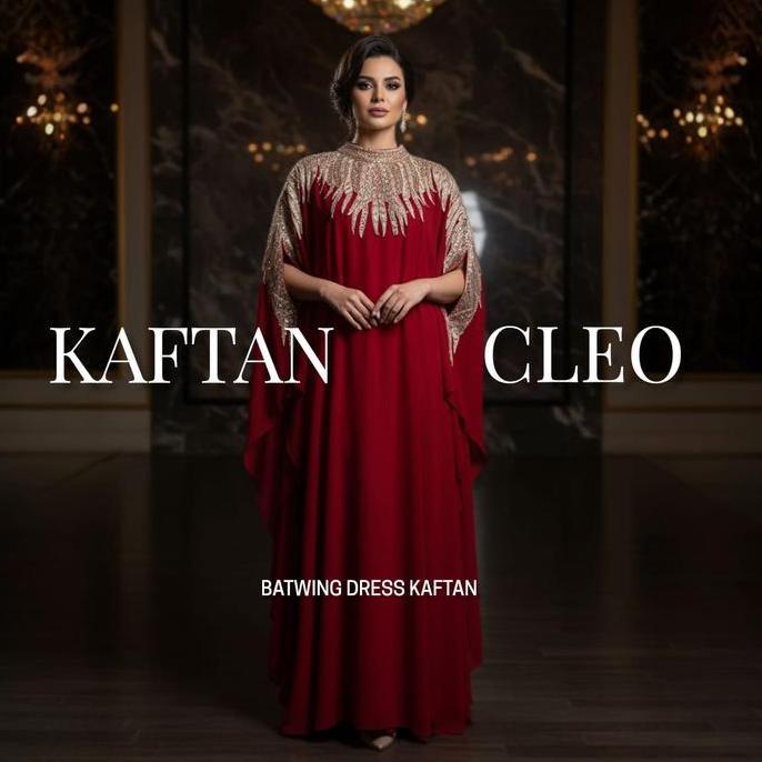 felaminass - ayjona - kaftan cleo full bordir - free inner gamis dan turban - batwing kalong oversiz